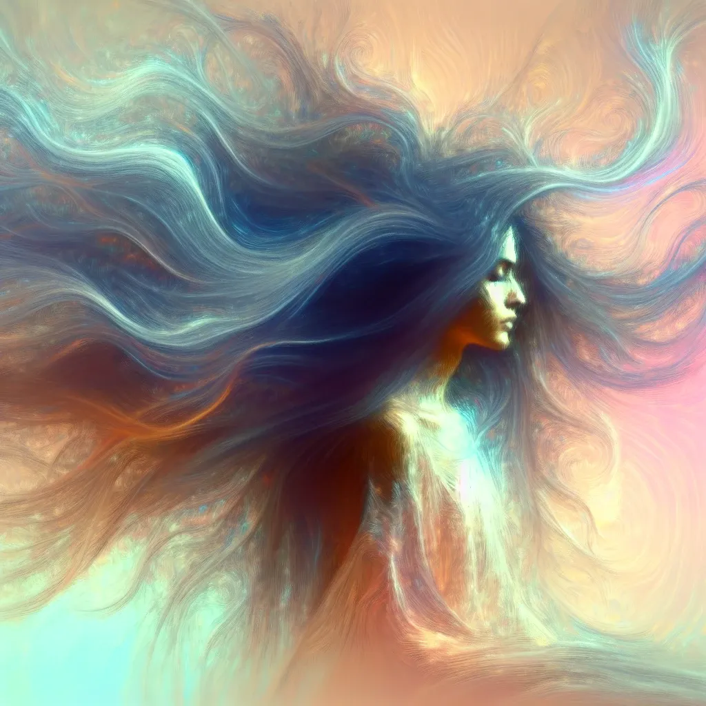 Illustration of long flowing hair representing the biblical symbolism of long hair in dreams.