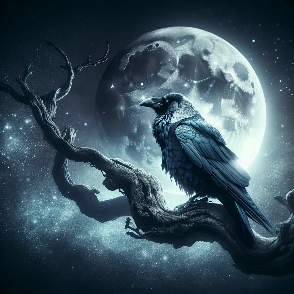 Illustration of a crow in a dream