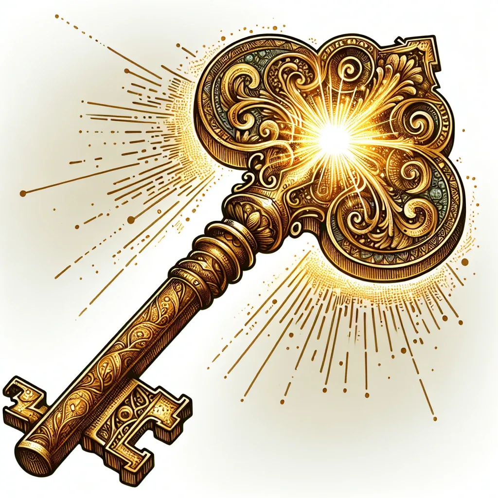 Illustration of a golden key representing the mysteries of gold dream meaning.