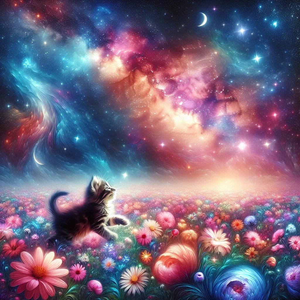 Illustration of kittens playing in a dream