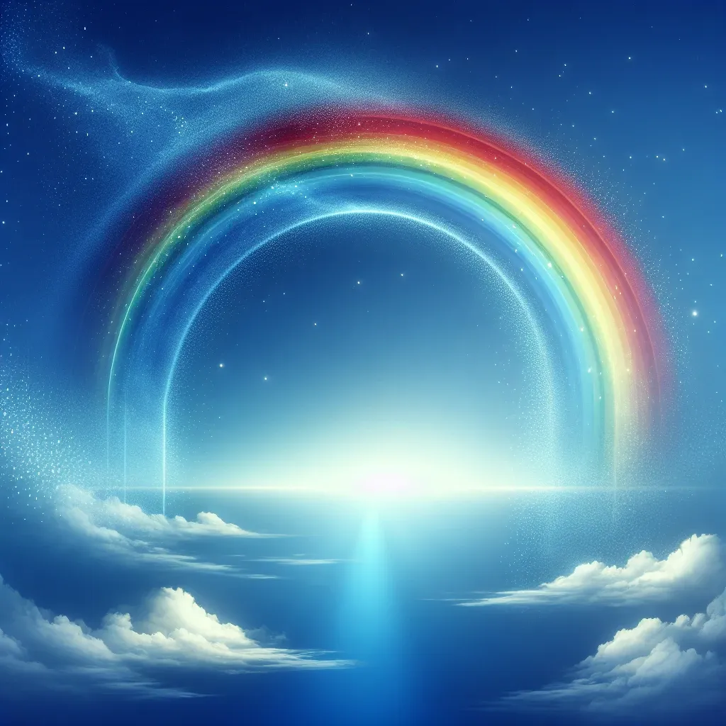 Illustration of a vibrant rainbow in the sky