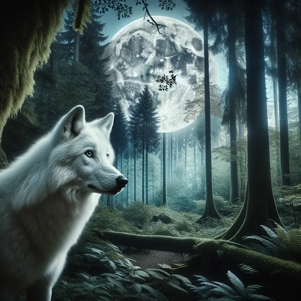 A white wolf symbolizing mystery and spirituality in dreams.