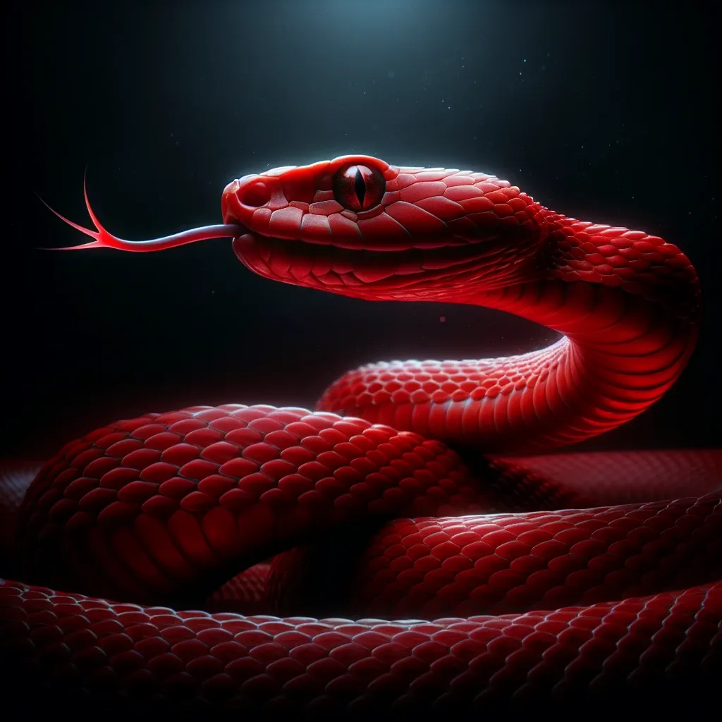 Illustration of a red snake in a dream