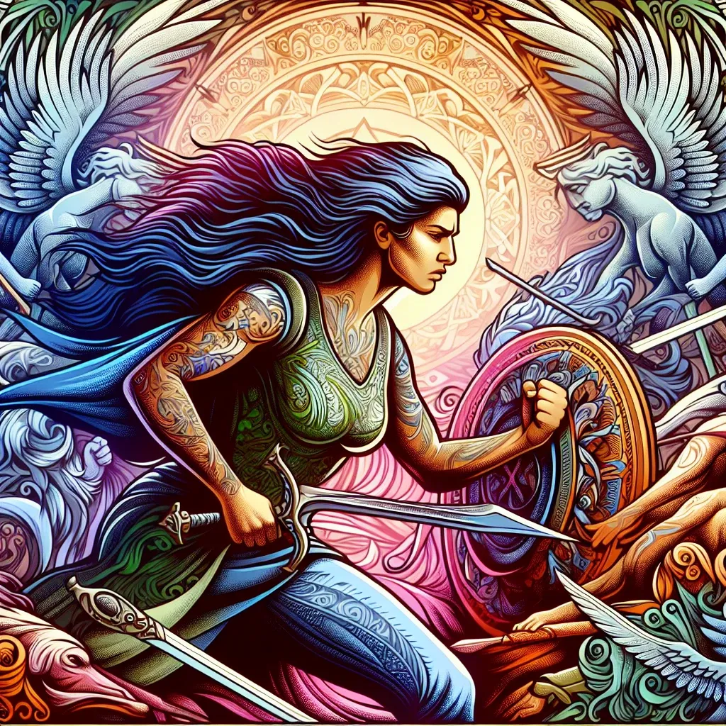 Illustration of a person fighting in a dream, symbolizing a spiritual battle