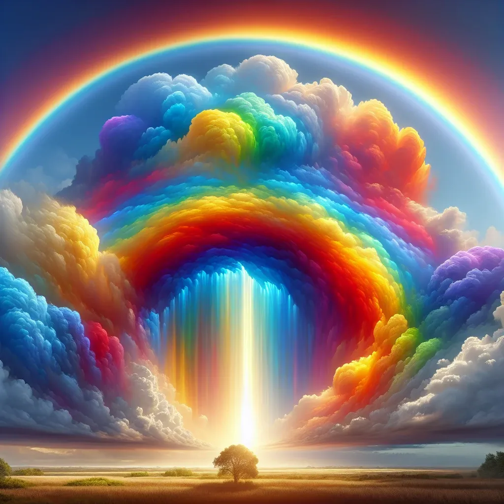 A beautiful rainbow in the sky.