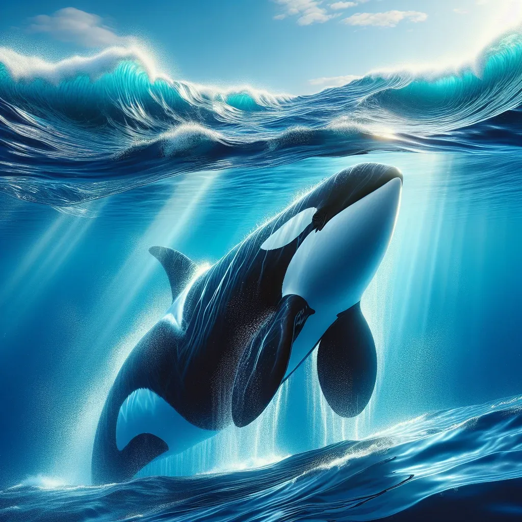 Illustration of a killer whale in the ocean