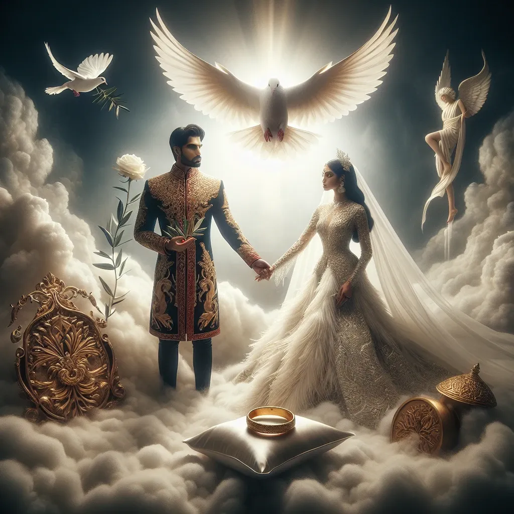 Illustration of a symbolic wedding dream in a biblical context.