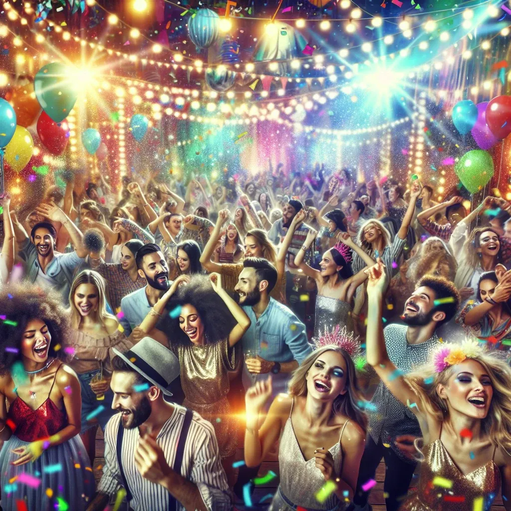 Illustration of a dream party scene