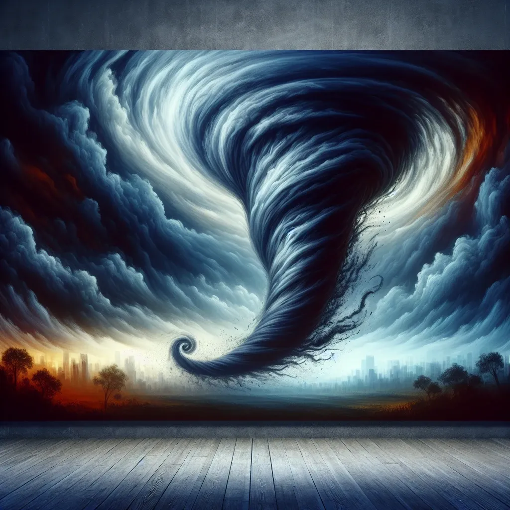 Illustration of a tornado in a dark sky