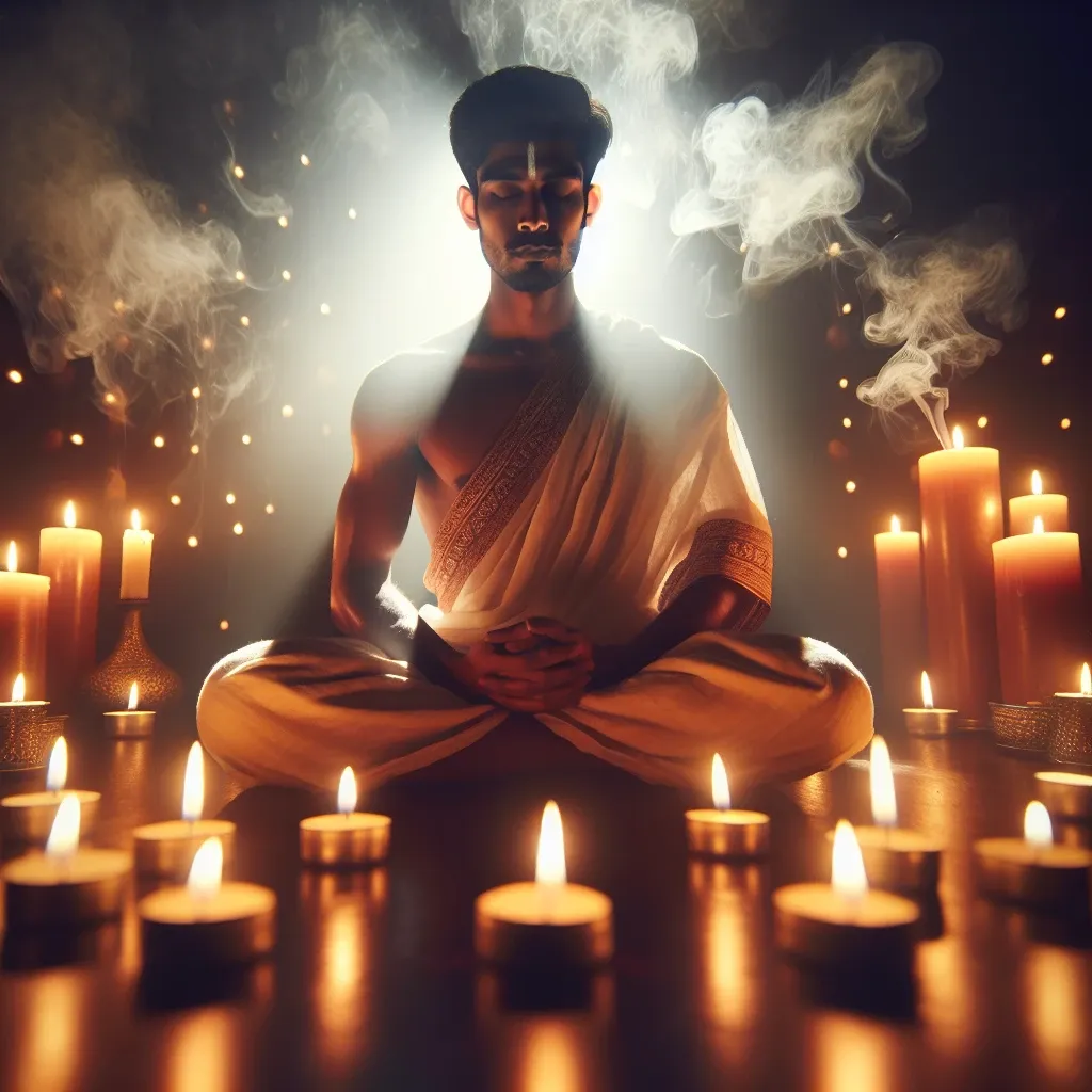 Illustration of a person meditating in a peaceful setting