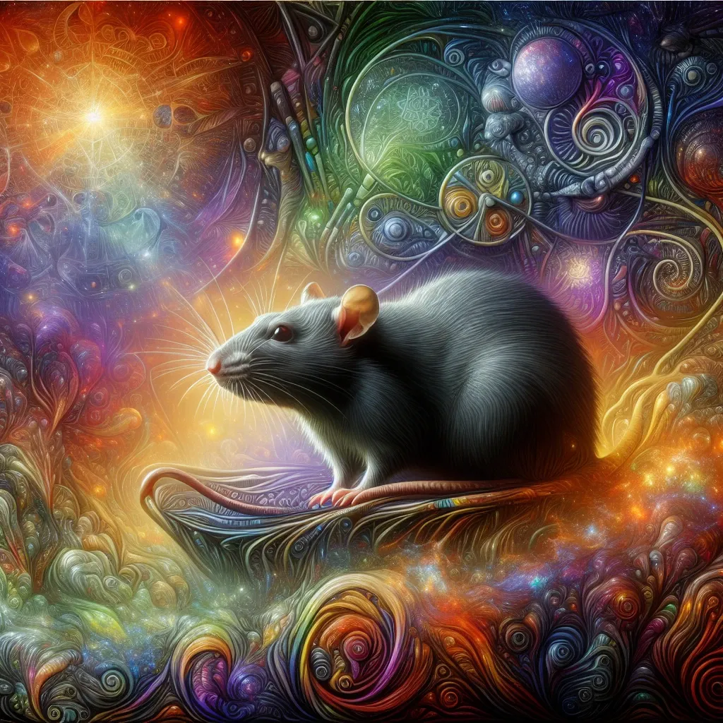Illustration of a white rat in a dream