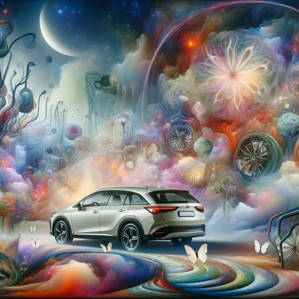 Illustration of a new car in a dream symbolizing spiritual growth and transformation