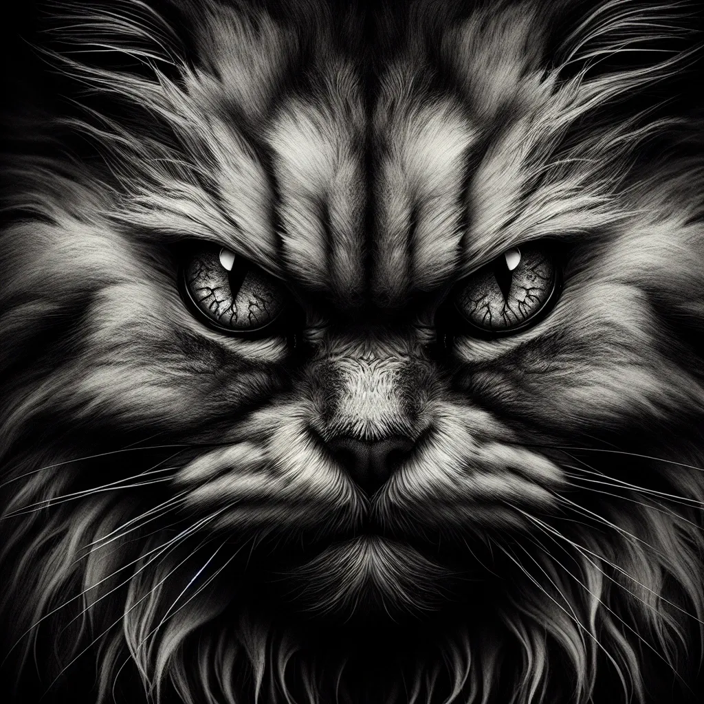 Illustration of an angry cat in a dream