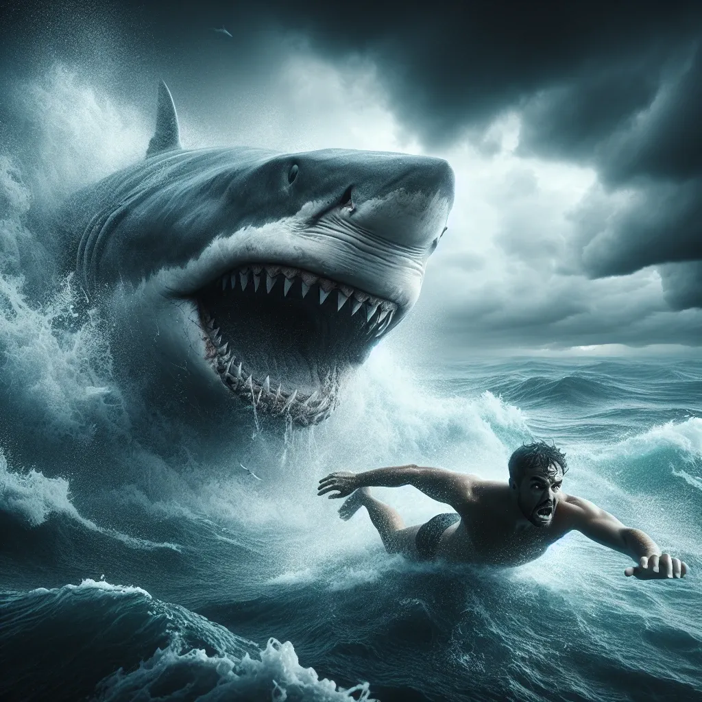 Illustration of a shark attack in a dream