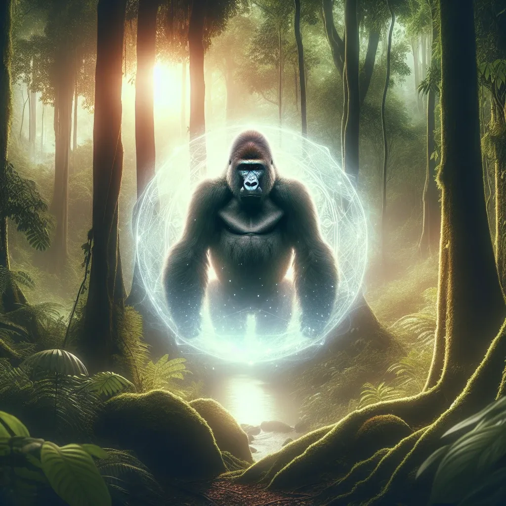 Illustration of a gorilla in a dream, representing spiritual symbolism and self-discovery.