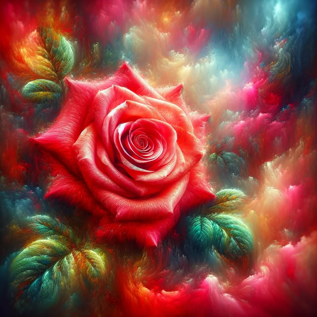 Illustration of a vibrant red rose in a dream