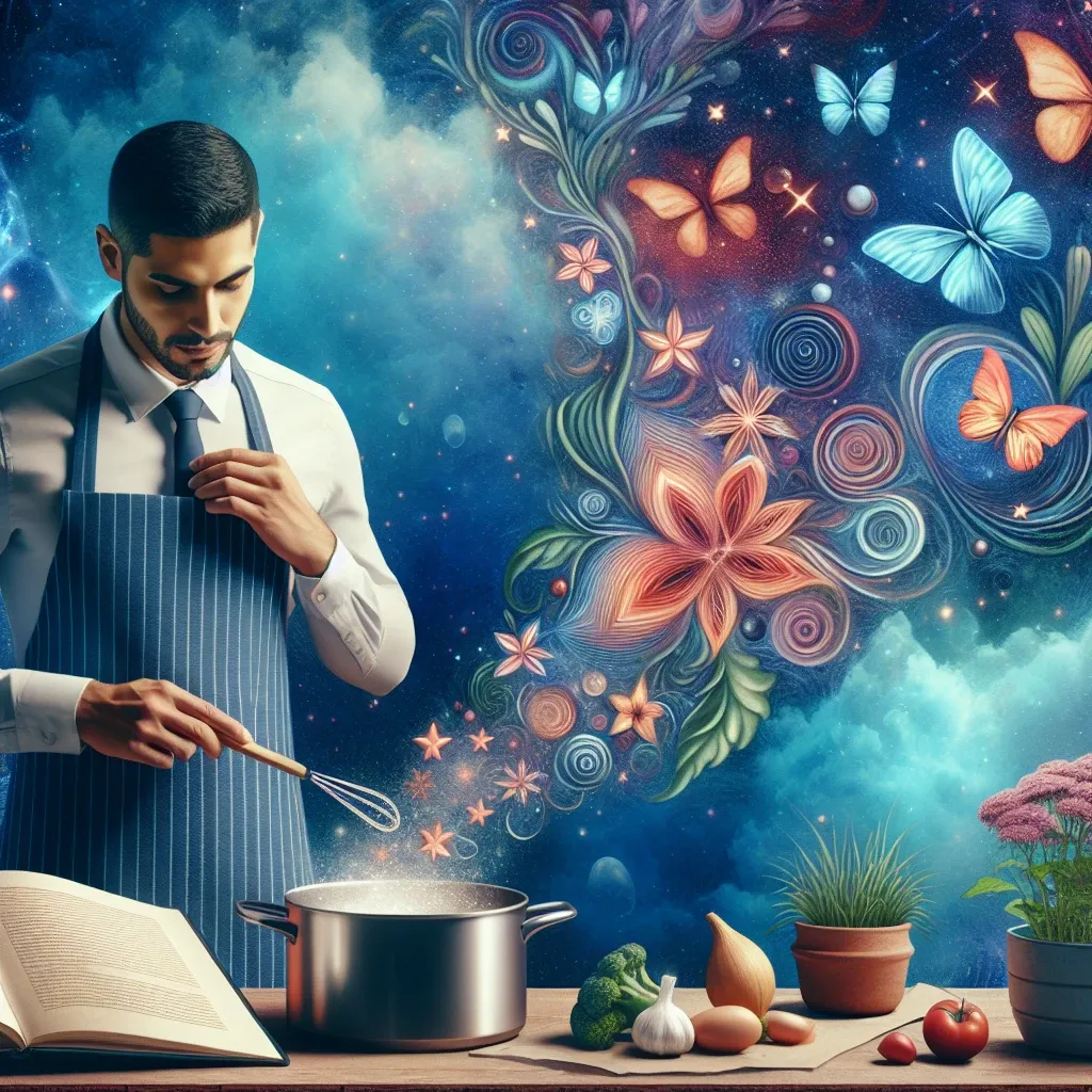 Illustration depicting the spiritual meaning of cooking in dreams