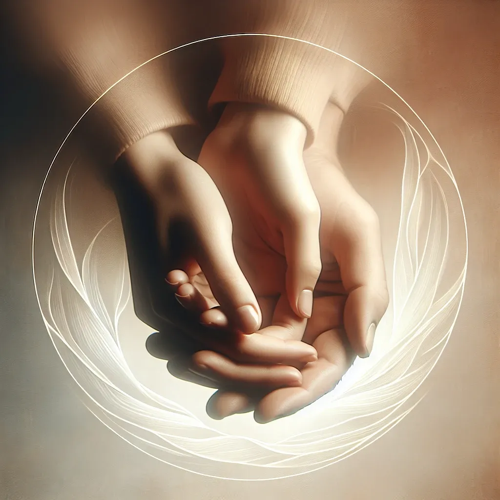 Dreamy image of two hands holding each other