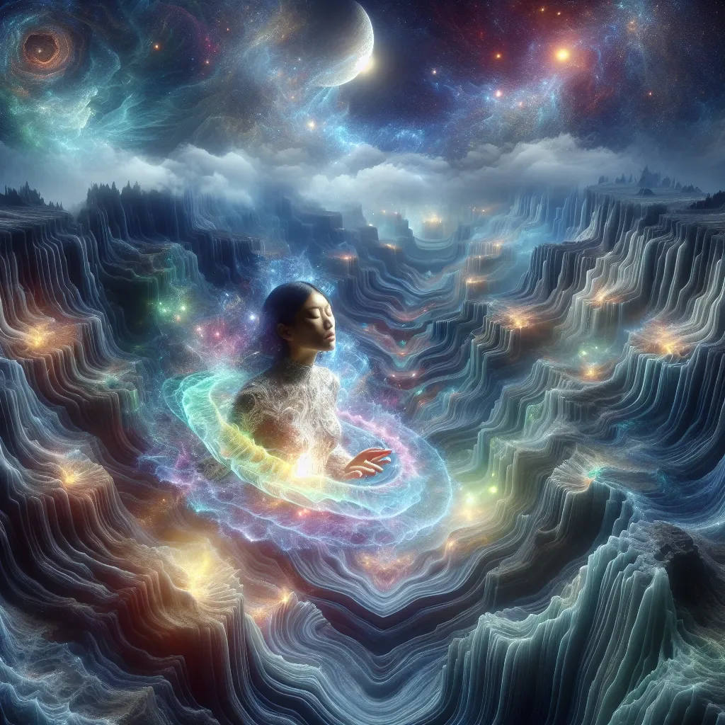Illustration of an out of body experience in the realm of dreams