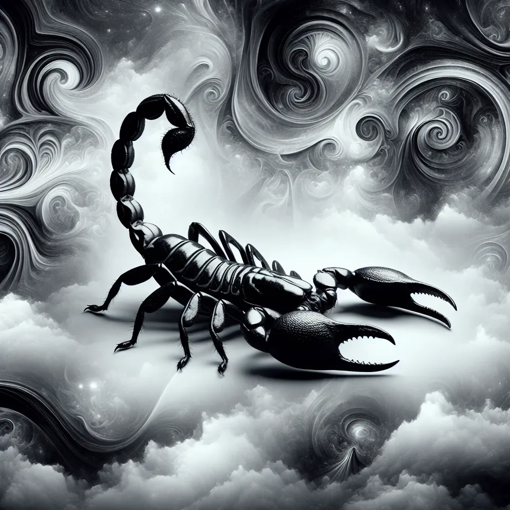 Illustration of a black scorpion in a dream