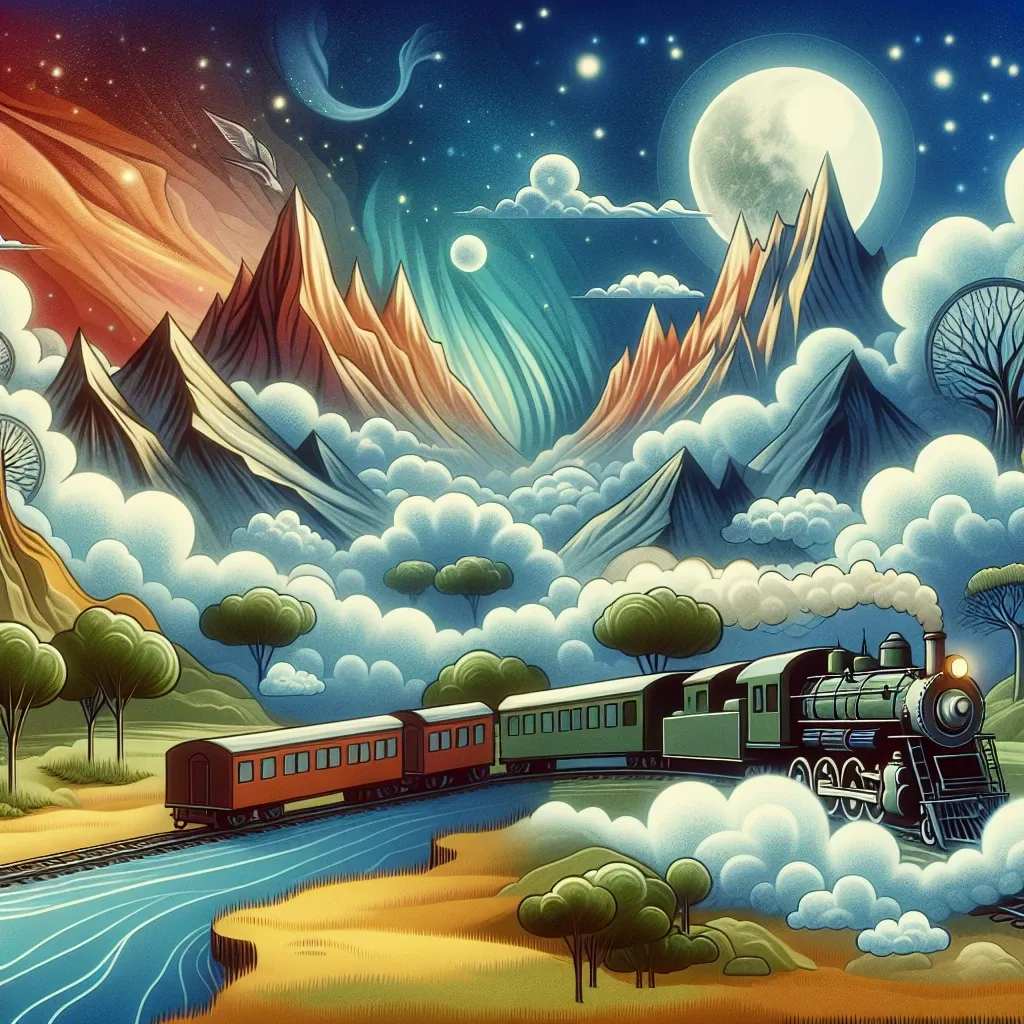 Illustration of a mystical train in a dream